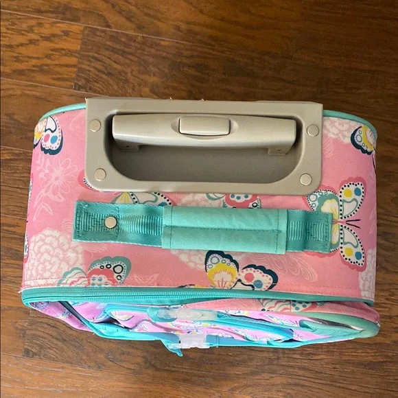 Pottery Barn Kids Pink Butterfly Rolling Suitcase